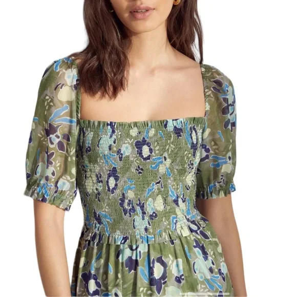 Wilfred Laken Short Sleeve Mini Dress in Sage Frost/Blues Sz M - Picture 3 of 16